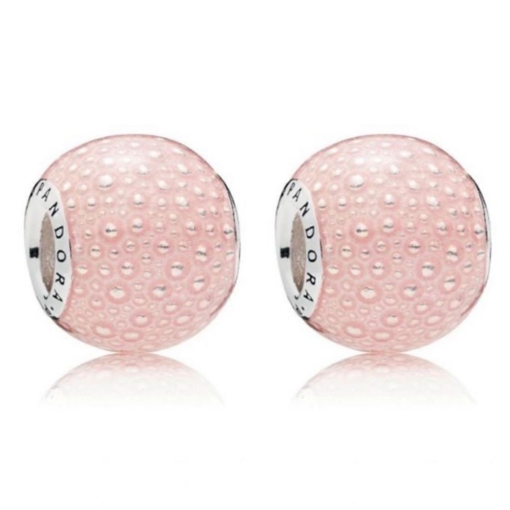 Pandora Enchantment Charm Set of 2 | Pink Transparent Enamel | Sterling Silver